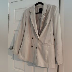 Dynamite Double-Breasted Cream Blazer